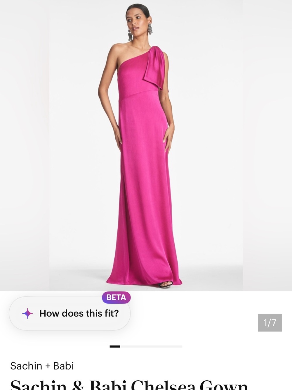 Sachin + Babi One-Shoulder Gown in Fuchsia